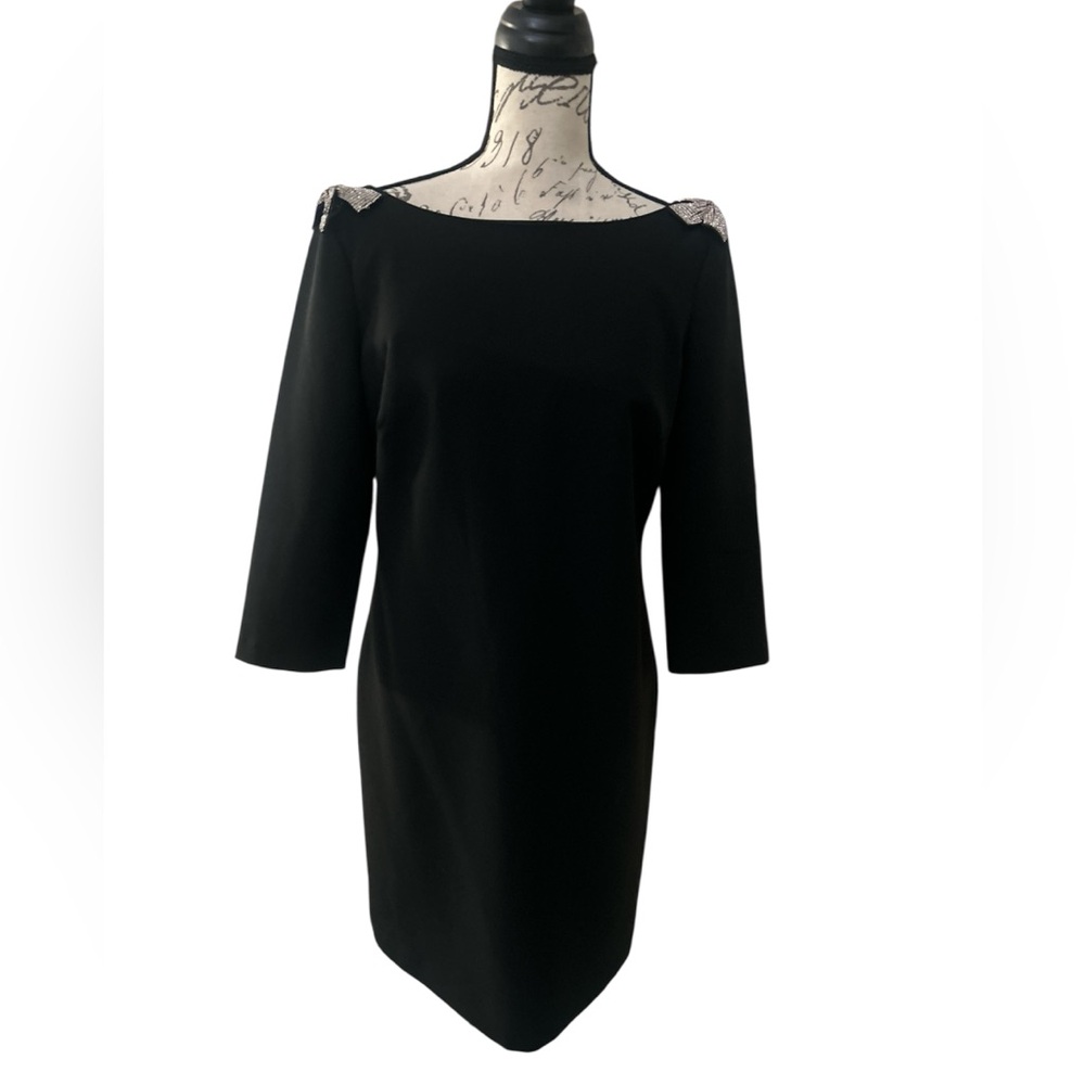 Trina Turk Black Dress with Embellished Shoulders